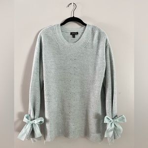 Topshop Mint Green Sweater with Bow Sleeves Size US 6